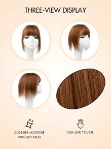 真人发片真人发升级基底无缝 360° 覆盖 3D 纤细夹式刘海片发片适合头发稀疏的女性