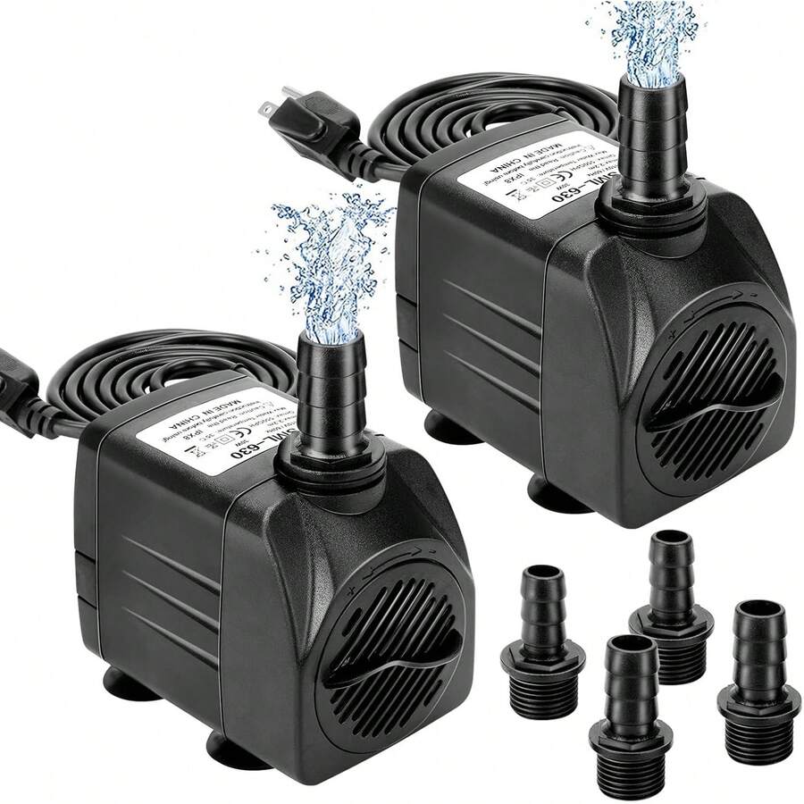 GROWNEER 2 Packs 550GPH Submersible Pump 30W Ultra Quiet Fountain Pump, 2000L/H, With.2ft High Lift, 3 Nozzles Aquarium, Fish, Pond, Hydroponics, Statuary - 1 - View 1