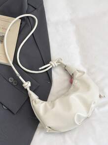 休闲通勤饺子设计钱包，女士新款时尚百搭单肩包，带褶皱休闲感和吊坠