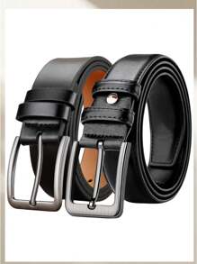 2 piezas Cinturón de alta gama para hombres, cinturón versátil y de moda con hebilla de pasador, accesorios de otoño, otoño-invierno, adecuado para adolescentes, jóvenes, hombres, casual, al aire libre, atlético, vacaciones, regalos de graduación, cumpleaños, uso diario