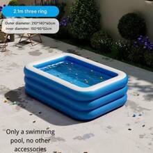 Extra große 3-lagige blau-weiße Boden PVC Schwimmbecken - rechteckiges Erwachsenenbecken für Outdoor, mit lebendiger Eisoberfläche, verstärktes Design für Haltbarkeit und Sicherheit, ideal für Sommerurlaub, Strandspiel und Familienspaß (mehrere Größen erhältlich, ohne Zubehör)