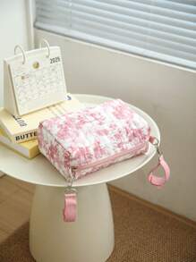 花卉化妆包，带两个婴儿车肩带的旅行化妆包，女士大容量洗漱包，轻便旅行收纳包，旅行必需品度假暑假返校学校用品包，女士旅行包，旅行用品化妆包