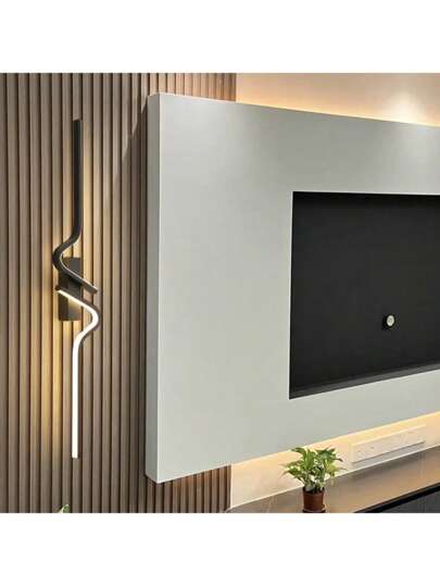 Moderne LED Wavy Wand Lamp, Home Providing Warm Lighting. This Aluminum Sconce Is Ideal Bedside, Luxe Indoor Lighting, Entryway, Attic, Garden, Porch, Dining Hall, Corridor, Living Room, Kitchen Isl Bedroom. view 5