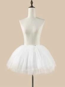 تنورة لوليتا من التول الناعم بدون عظام بطول 38 سم ذات لون واحد، مناسبة للارتداء اليومي لفتاة ناعمة، مناسبة لجميع الفصول - A - مشاهدة 5