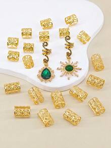 22 件巴洛克波西米亚风格夏季发饰辫子辫子女士女孩音乐节，爪夹，发夹，发夹，发夹，发夹，学校用品 - 金色 - 查看 4