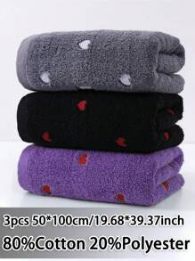 3pcs Romantic Heart Jacquard & Embroidered Face Towels, Quick-Dry Absorbent Washcloth, Couple & Adult Home Hotel Gift, 34"X75" Or 34"X71" For Valentine's Day Home Bathroom Decor Fall Decor Back To School For Beauty Salon Home Bathroom