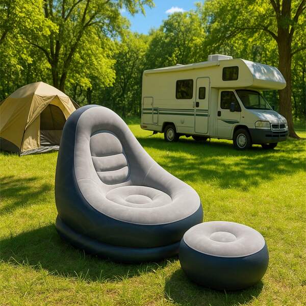 Inflatable Sofa With Footrest, Home Slouchy Sofa Bed, Outdoor Camping Sofa, Waterproof Quick Inflating Adult Lounge Chair