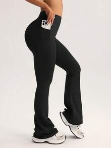 FWH Tummy Control & Booty Lifting With Hidden Pockets, 4-Way Stretch For Workouts & Streetwear, High Waist Slimming Flares With Secret Pockets , Gym To Brunch , Sculpting Waist And Leg-Lengthening, Anti-Slip Waistband And Concealed Pockets , Perfect For Yoga & Outdoor Activities, High-Waisted Flares For All Body Types , Tummy Smoothing & Thigh-Shaping, Booty-Lifting Flared Design, High-Waisted Flared Yoga Pants Set - 彩色 - 查看 5