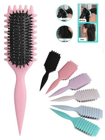 1 st. hårlockborste, rengöringsset för hårlockborstar, 1 st., hårlockborste - hårlockborste för kvinnor, 1 st. multifunktionell rengöringsborste - Lämplig för torrt och vått hår, Jämnar ut frissighet, Förstärker lockar, Lätt och lätt att borsta, Enkel styling