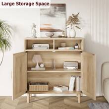 Credenza a buffet, mobile da cucina in rattan con 2 ante, mobile moderno per sala da pranzo, soggiorno, ingresso, bar, tavolo consolle per l'arredamento della casa.