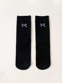 4 双女士中筒袜，便宜夏季薄款透气蝴蝶结孕妇袜，直筒袜