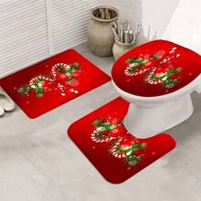 4-Piece Christmas Pattern Bathroom, Bathroom Shower Curtain, Shower Curtain, Bathroom Set, Bathroom Supplies, Shower Curtain Set, Shower Curtain, Bathroom Decoration, Bathroom Set, Shower Summer Bathroom Accessories