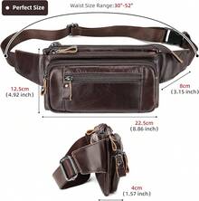 Leather Fanny Pack For Men Women, Fashion Waist Packs Small Crossbody Chest Bag With Adjustable Belt For Outdoor Travel Hiking Cycling - Coffee - View 5