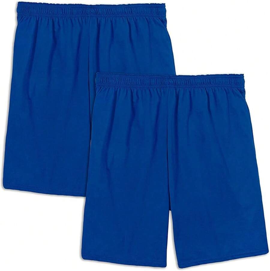Men's Cotton Shorts With Pockets (S-4XL) - 2 Pack - Blue - View 1