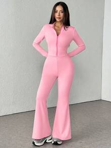 2件套性感女士新款时尚修身休闲裤套装 - 粉色 - 查看 7