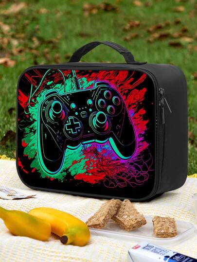 Gamer Boys Lunch Box,Insulated Video Game Lunch Bag For Boys Girls, Reusable Portable Lunchbox To School Work Office Travel Picnic Hiking Beach