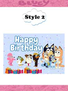 Bluey Cartoon House Photography Background  Dog Outdoor Background Party Decoration Perfect Birthday Party Photo Booth Banner Background Studio Prop, Indoor/Outdoor Decoration, Blue Dog Cartoon Party Banner, Multi-Functional Use