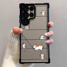 Funda de Teléfono Kitten Graffiti para Samsung S25 S24 S23 S22 S21 FE Ultra Plus 4G 5G a Prueba de Golpes, Cubierta Trasera Transparente y Suave - Colores mixtos - Ver 1