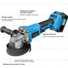 Rotomartillo Taladro, Esmeril Angular Y Destornillador 3pzs - Azul - Ver 6