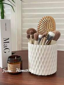 1pc Acrylic Smooth Three Compartment Brush Holder, Office Desktop Cosmetics Storage Box, Transparent Plastic Makeup Brush Holder, Toilet Vanity Storage Rack, Suitable For Brush, Eyebrow Pencil, Cosmetics Storage, Bathroom Storage, Perfume Stand ShelfBedroom Storage, Bedroom Decoration, Travel Essentials, Bathroom Accessories