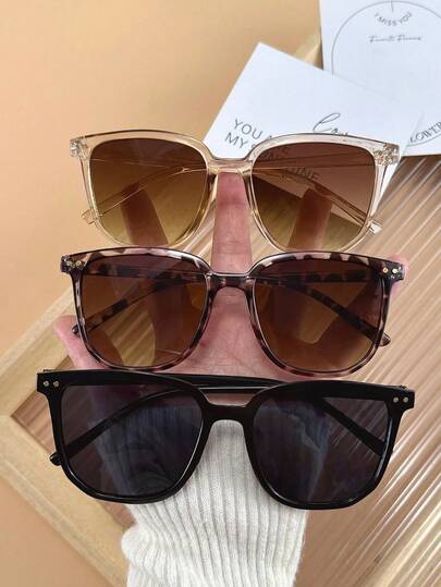 Conjunto de 3 femininos de armação completa em plástico, modelo básico e delicado, perfeitos para fotografia de rua, fotos casuais e acessórios essenciais para as férias.