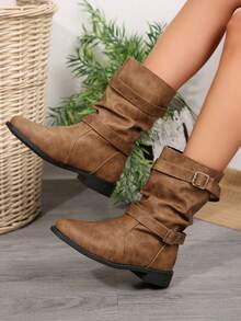 2025 Herbst/Winter Neuankömmling Flache Damen Knöchel Stiefel, modische vielseitige Stiefel bis zur Wade, Lässig Outdoor Damen Stiefel, minimalistische Pendler Damenschuhe, Western Stil Damenstiefel, Studenten Knöchel Stiefel, Winter Damenschuhe - braun - Übersicht 15