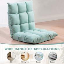 Floor Chair With Back Support Folding Chair With 5 Adjustable Position, Padded Sleeper Bed, Floor Gaming Chair, Meditation Chair For Adults  Folding Lazy Chair,Gaming Sofa Chair With Back Cushion, Comfy Single Padded Lounge Sleeper Recliner With Side Pocket And Removable Cover,  Floor Chair Seat Padded Lazy Sleeper Recliner Lounge Chair With Backrest - Màu xanh Bạc hà - Xem 3