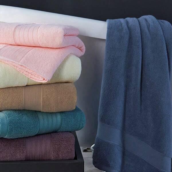 1pc Solid Color Cotton Bath Towel, Soft And ComfortableFor Beauty Salon Home Bathroom