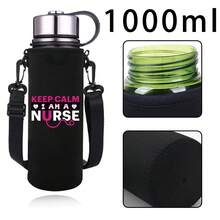 550-1500ML przenośna torba na butelkę z regulowanym paskiem na ramię Kreatywna torba na butelkę z nadrukiem pielęgniarki Trwała termiczna torba na kubek próżniowy Izolowana osłona ochronna, prezent świąteczny - Czarne - Zobacz 22