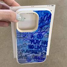 1 Stück TPU Material Graffiti Blauer Buchstabe Stilvolles Muster Handyhülle kompatibel mit Apple/ Handy - Weiss - Übersicht 4