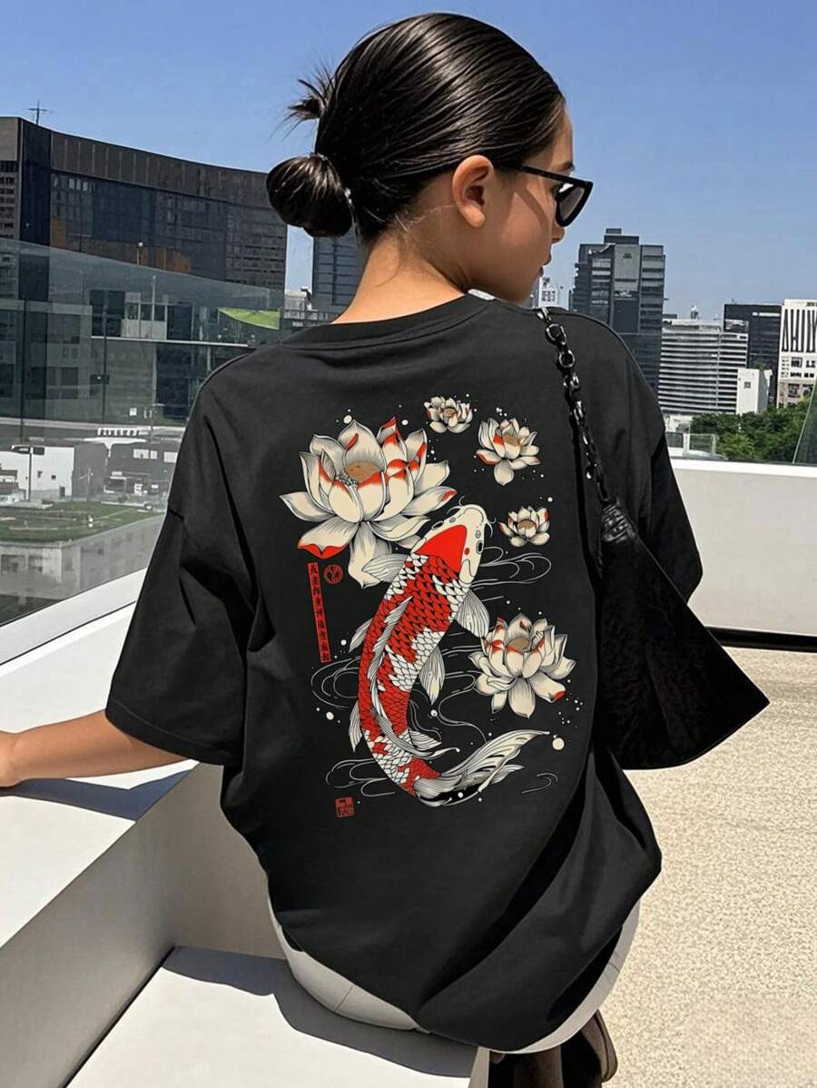 1pc Girls' Casual Round Neck Letter Print Short Sleeve T-Shirt, Summer Student Youth Wear - Minimalist English Graphic Tee Stimulates Imagination And Self-Expression