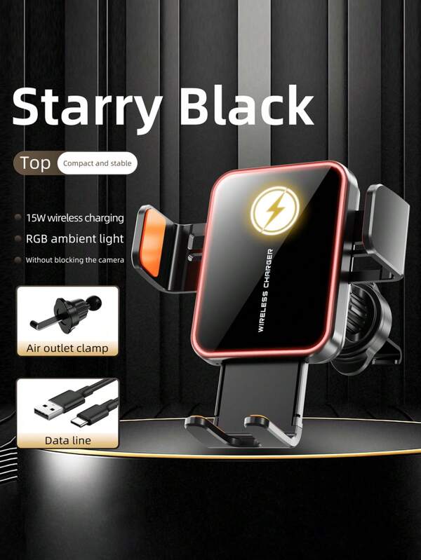 New Dual-Function Car-Mounted Phone Holder With Wireless Charger, Car-Mounted Navigation Outlet With Electric Wireless Charging, Car-Mounted Holder