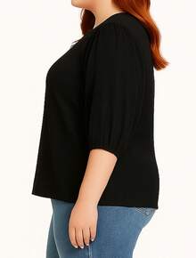 blusa plussize manga 3/4 tecido duna