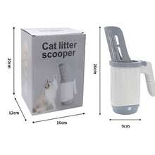 Cat Poop Scoop, -No Mess Cat Poop Scoop With Bag, Spill-Proof Litter Box Sifter, Litter Box Doubles As A Poop Scooper Holder For Single Cat Households - Grey - View 3