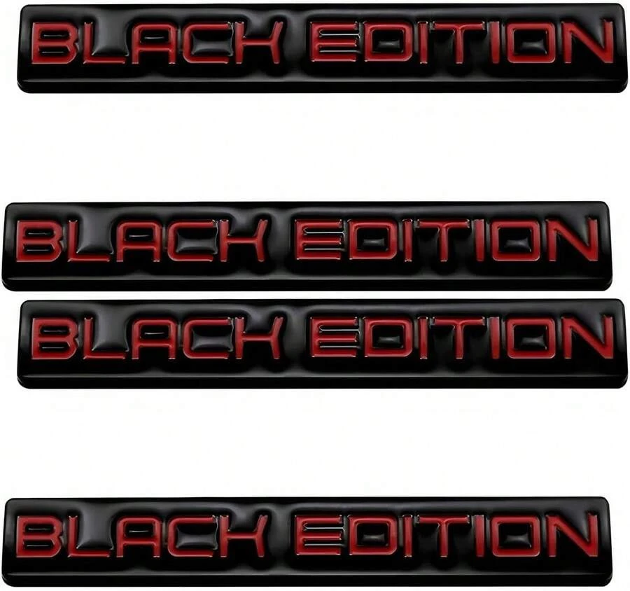 2pcs Black Edition Metal Emblem 3D Badge Replacement For Car Truck Side Door Bike Stickers Nameplate (Black Red) - Black Red - View 1