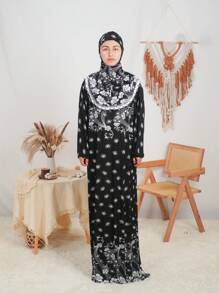 1pc Women Veil Loose And Comfortable Printed Headscarf Prayer Dress Women Hijab, Suitable For Daily Festivals