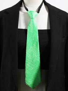1pc Unisex Sequin Necktie, Minimalist Design, Versatile For Halloween Party And Occasions - Multicolor - View 7