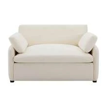 MERAX 50*43" Oversized Chenille Single Sofa Chair,Wide And Deep Seat Accent Chair,Modern Upholstered Comfy Armchair,Color Blocking Couch Lounge With Pillows For Living Room,Apartment,Bedroom,Cream - 奶油 - 查看 9