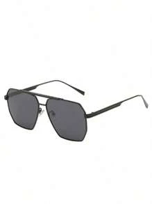 1 Stück retroer, unregelmäßig polygonaler Metallrahmen Doppelbrille, schmal gefasstes, aviator-artiges Brillenmodell für Frauen