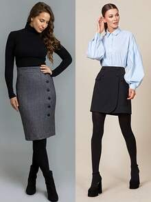 1 Pair Opaque Black Tights, Women's Slim Fit 80D Microfiber Pantyhose, Available In 2 Sizes, Suitable For Spring & Autumn - Black - View 8