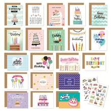 1set 20pcs Assorted Cartoon Theme Birthday Greeting Cards & Envelopes, Handmade Paper Cards For All, DIY Birthday Messages, Mini 6x4 Inch, Funny, Gift Card Back To School,Valentine,Wedding - Sets - View 2