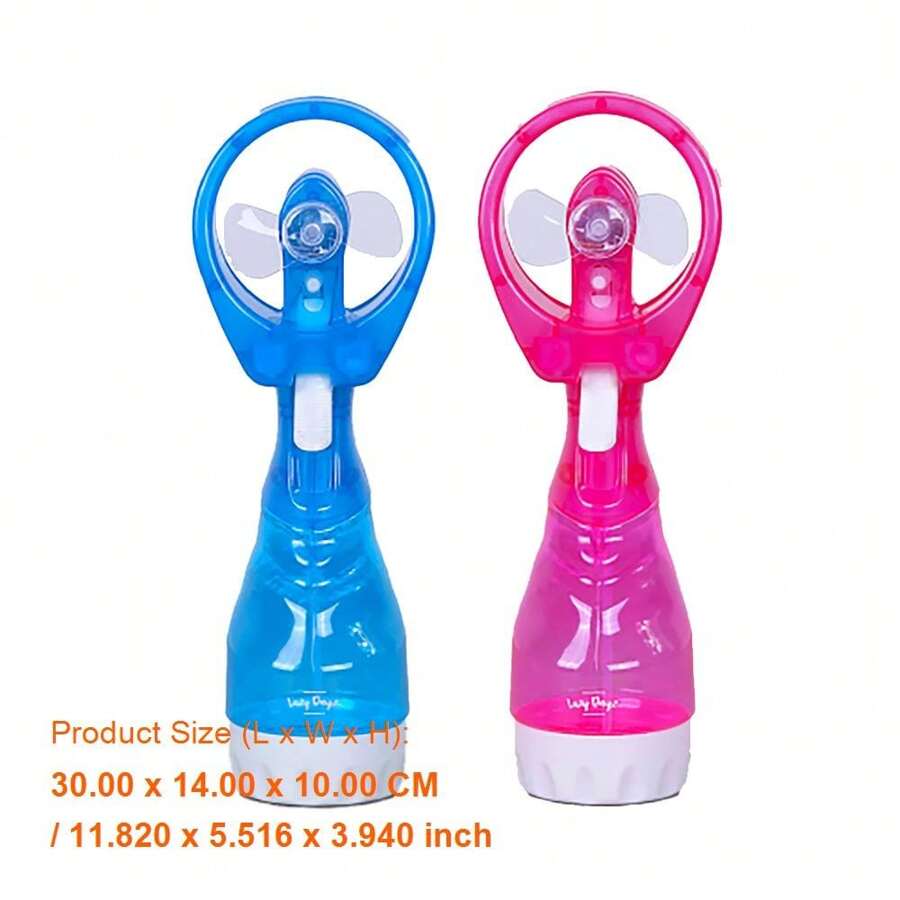 Compact Handheld Battery-Operated Personal Water Spray Fan - Available In Blue Or Pink - Ideal For Outdoor Activities, Travel, And Hot Weather Relief