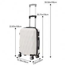 Living And Home 20-Inch ABS Hardshell Suitcase (35*20*58cm) - Scratch-Resistant With Combination Lock - White 35cm W x 20cm D x 58cm H - 查看 3