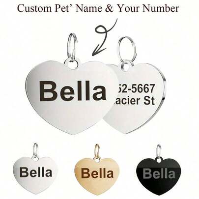 Customized Stainless Steel Pet ID Tag, Can Be Engraved With Pet Name And Phone Number - Pet Anti-Lost Collar Pendant, Can Be Used As Keychain To Prevent Pet Loss. Exquisite Appearance, Engraved Pattern, Stainless Steel Material, Fashionable, Colorful, Retro, Cute, Minimalist, Adorable. Suitable For Anniversary, Birthday, Vacation And Other Occasions, An Ideal Choice For Pet Supplies. Custom Pet Collars, Leashes And Harnesses Are Also Available.
