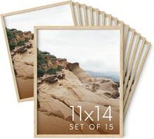 11x14 Natural Oak Wood Picture Frames Set Of 15 - Premium Bulk Picture Frames 11x14 Bundle - Elegant Gallery Wall Frame Set For Posters, Art Display - Ideal For Wall Decor In Home & - 咖啡棕 - 查看 7