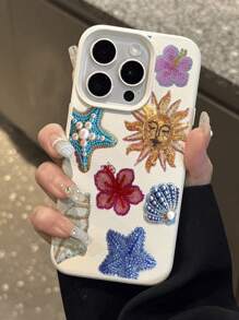 1 pieza Funda de teléfono suave, a prueba de caídas y antideslizante con diseño de sol y estrellas del universo, impermeable, compatible con Apple y otros teléfonos