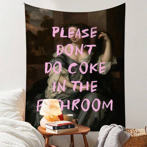 1pc Polyester Vintage Humorous Victorian Style Tapestry Wall Hanging With Funny Quote Message For Home Decor Bedroom Living Room Statement Art Textile Creative Design Poster Fabric Banner Decorative Piece Tapestry