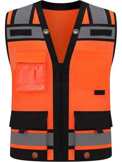 Class High Visibility Reflective Safety Vests Women  Men With 15 Pockets And Zipper Front,Meets AnsiIsea Standards