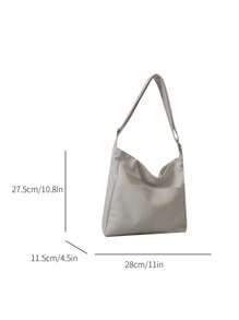 Solid Color PU Fabric Simple Large Capacity Handbag, Solid Color Casual Shoulder Bag, Women's Multifunctional Fashionable Portable Handbag, Retro Wide Shoulder Strap Square Bag, Fashionable Travel Shopping Bag, New Business Leisure School Commuting Shoulder Bag