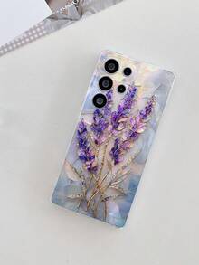 1pc Lavender Marble High Transparency Android Phone Case, Anti-Drop Anti-Scratch Anti-Fingerprint Transparent TPU Soft Shell With Precise Camera Cutout, Compatible With Samsung, Nothing, Pixel, INFINIX, Redmi Waterproof Shockproof - Clear - View 2